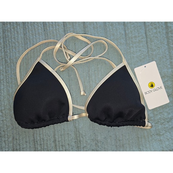 Body Glove Other - NWT Body Glove Bikini Top Black Gold Dita Triangle Swimwear Women Large